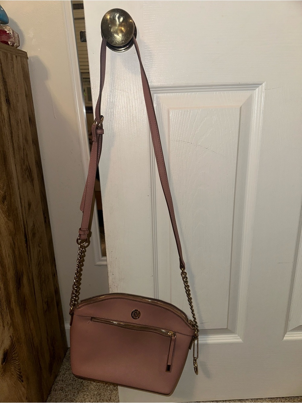 Dusty Rose Crossbody Bag with Chain Strap